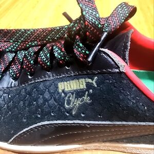 Puma Clyde GCC Snakeskin Suede Rasta Lace Shoes